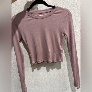 Madewell Dusty Pink Long Sleeve Crop Top